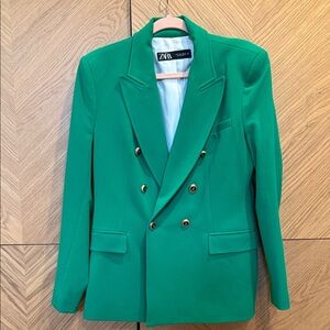 Zara Emerald Green Blazer with Gold Buttons